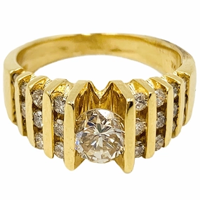 0.75ct center 14k yellow gold diamond ring 1.25ctw Party Gift Retro Inspired