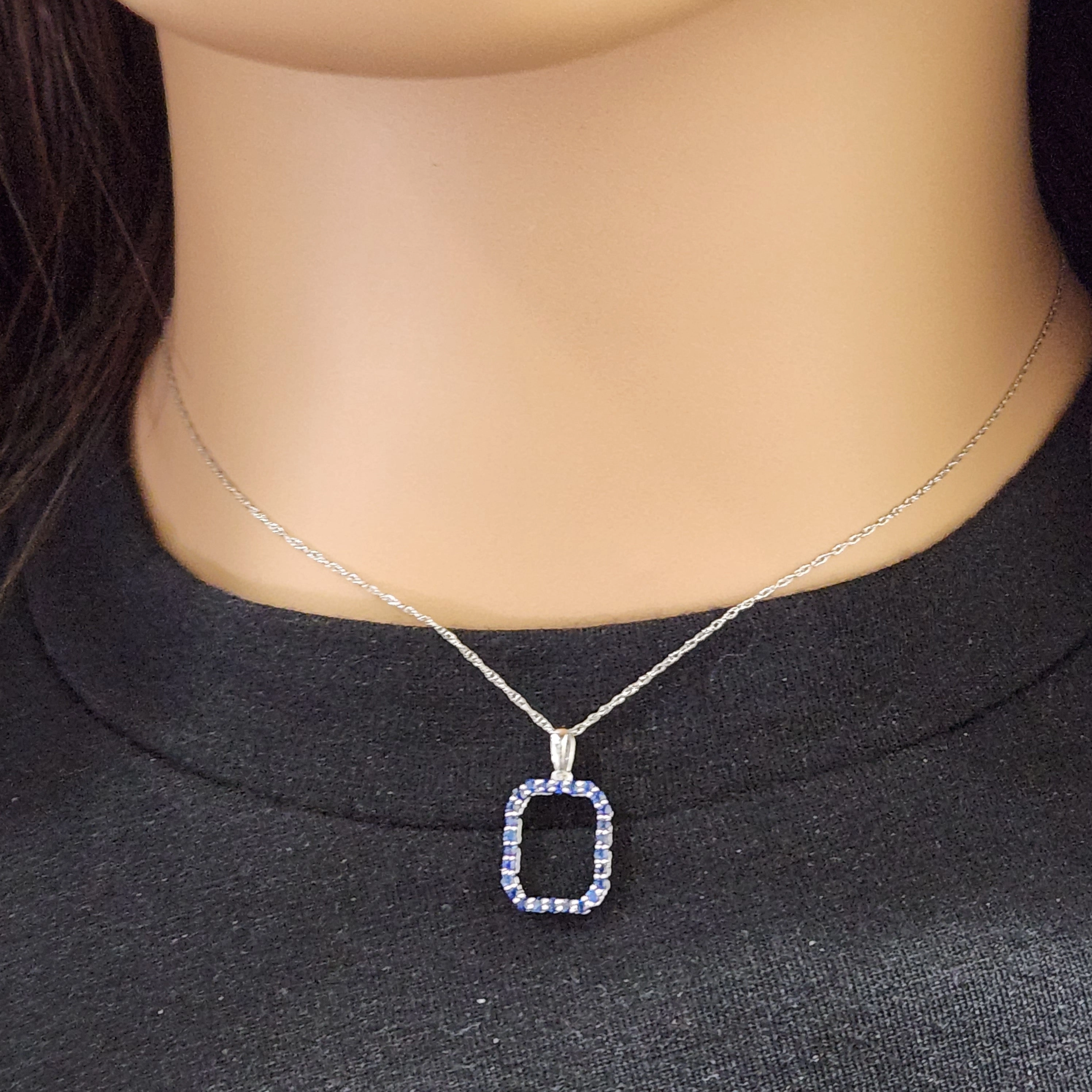 10K Gold Rectangular Sapphire or Ruby Pendant Necklace Contemporary Glow Fashion Collection