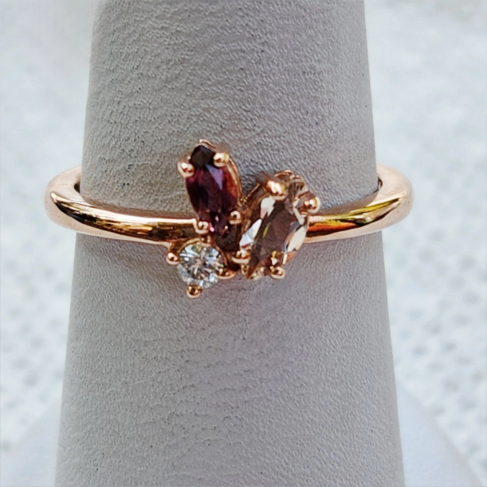 10K Rose Gold With Rhodolite, Tourmaline, and Diamond Ring Formal Outfit
