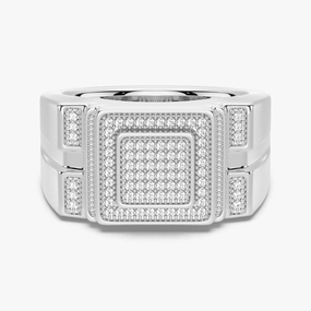 12mm Moissanite Micro Pave Square Stepped Men's Wedding Ring Custom Object Fresh Gift