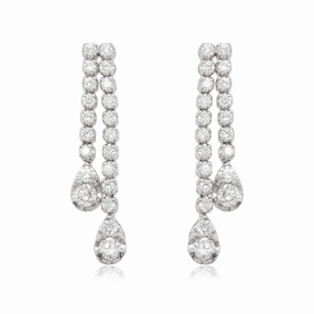 Chic Update Bright Sparkle 14K Double Strand Lab Grown Diamond Tennis Teardrop Earrings