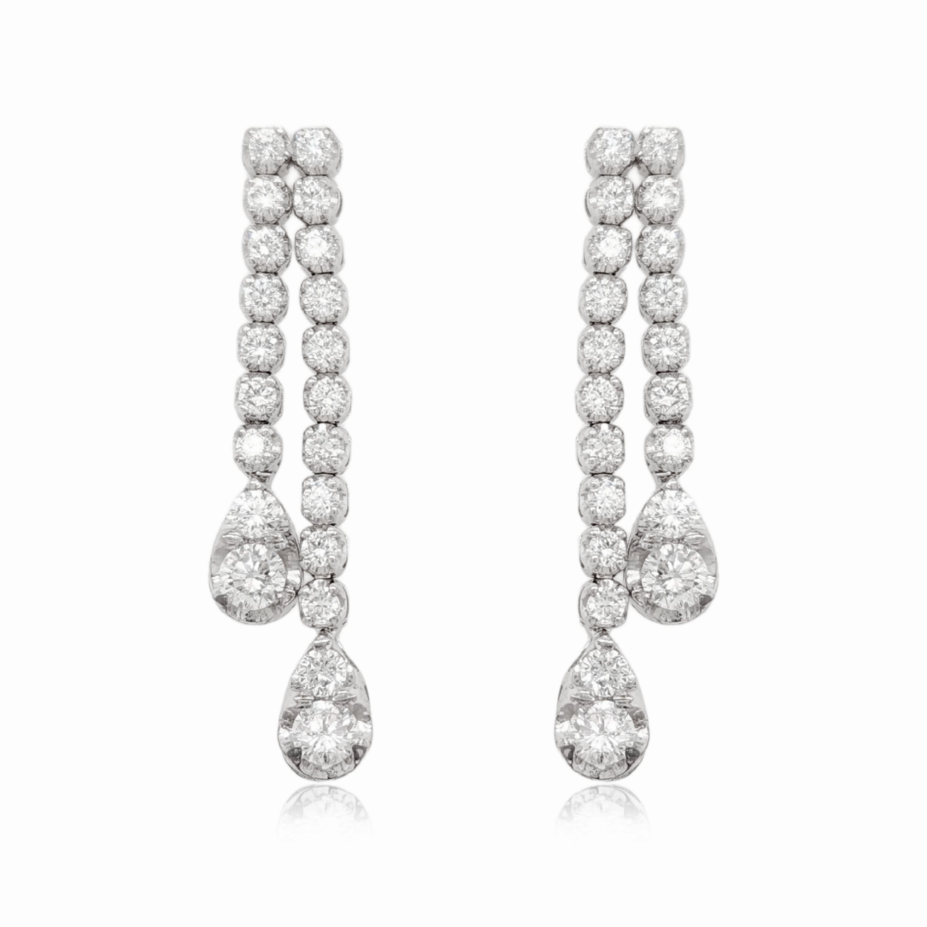 Chic Update Bright Sparkle 14K Double Strand Lab Grown Diamond Tennis Teardrop Earrings