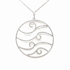 Gleaming Finish Creative Touch 14K Gold and Diamond Circle Pendant Necklace