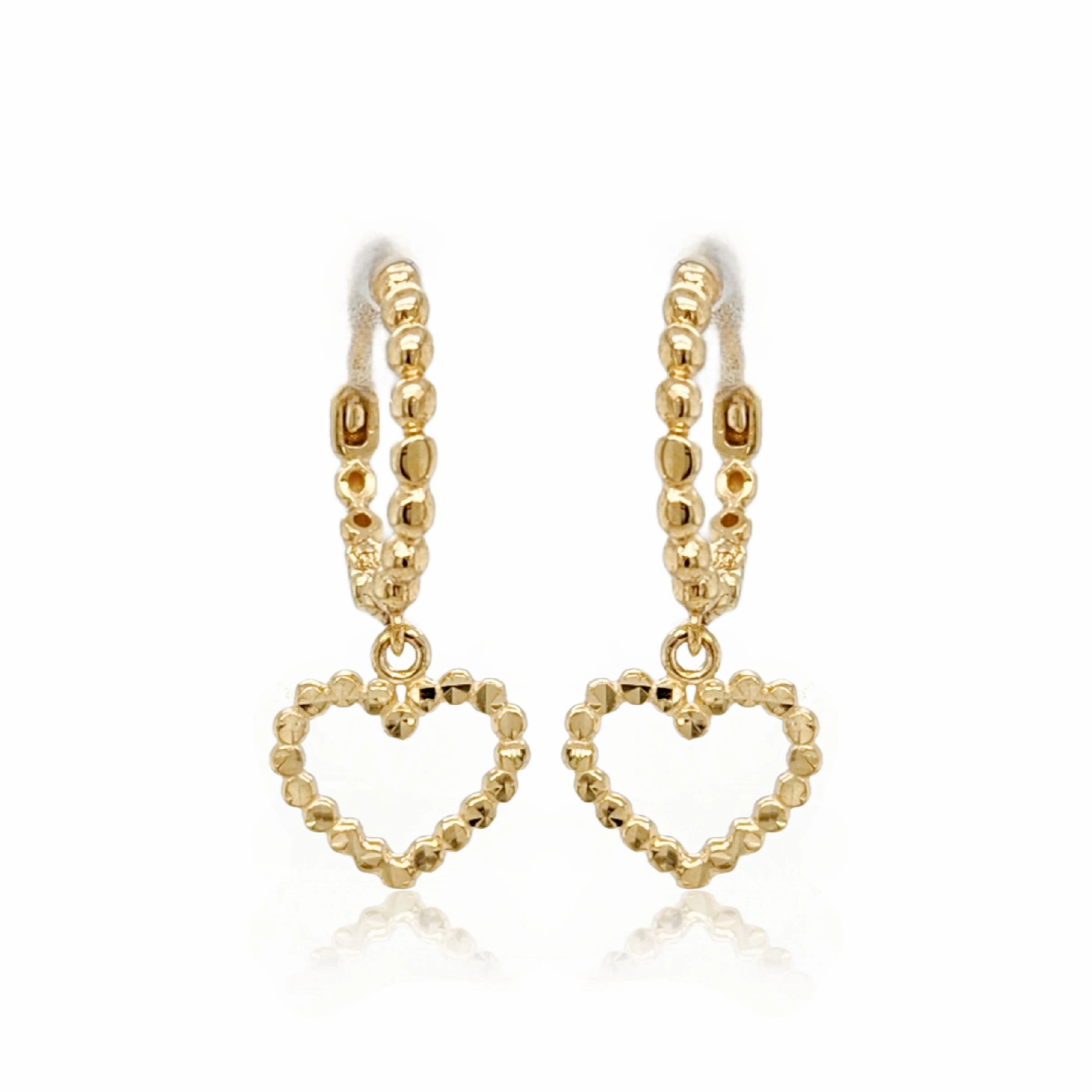 14k Gold Outline Heart on Hoop Children's Earring Glam Edge Artful Feature