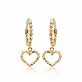 14k Gold Outline Heart on Hoop Children's Earring Glam Edge Artful Feature