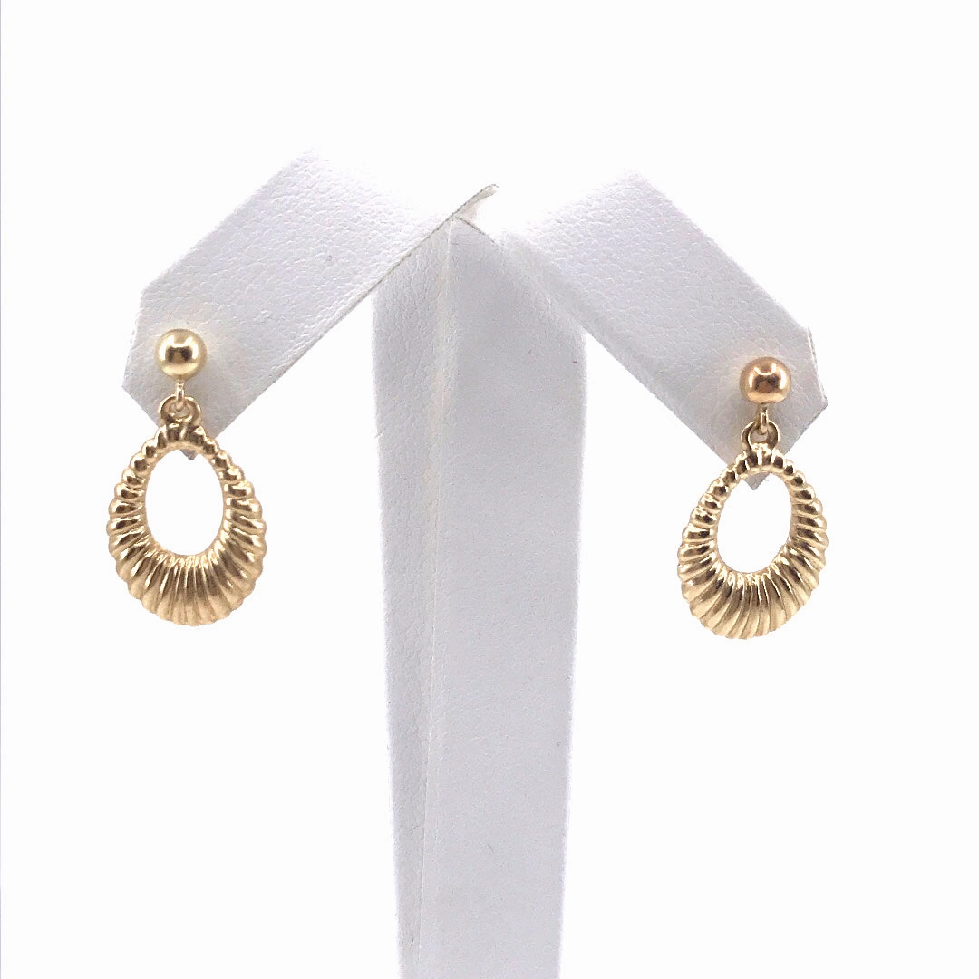 14K Gold Oval Earrings Handcrafted Pieces
