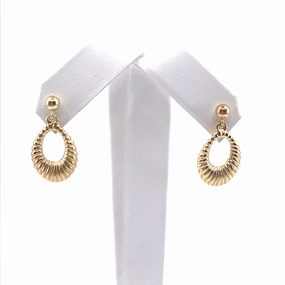 14K Gold Oval Earrings Handcrafted Pieces