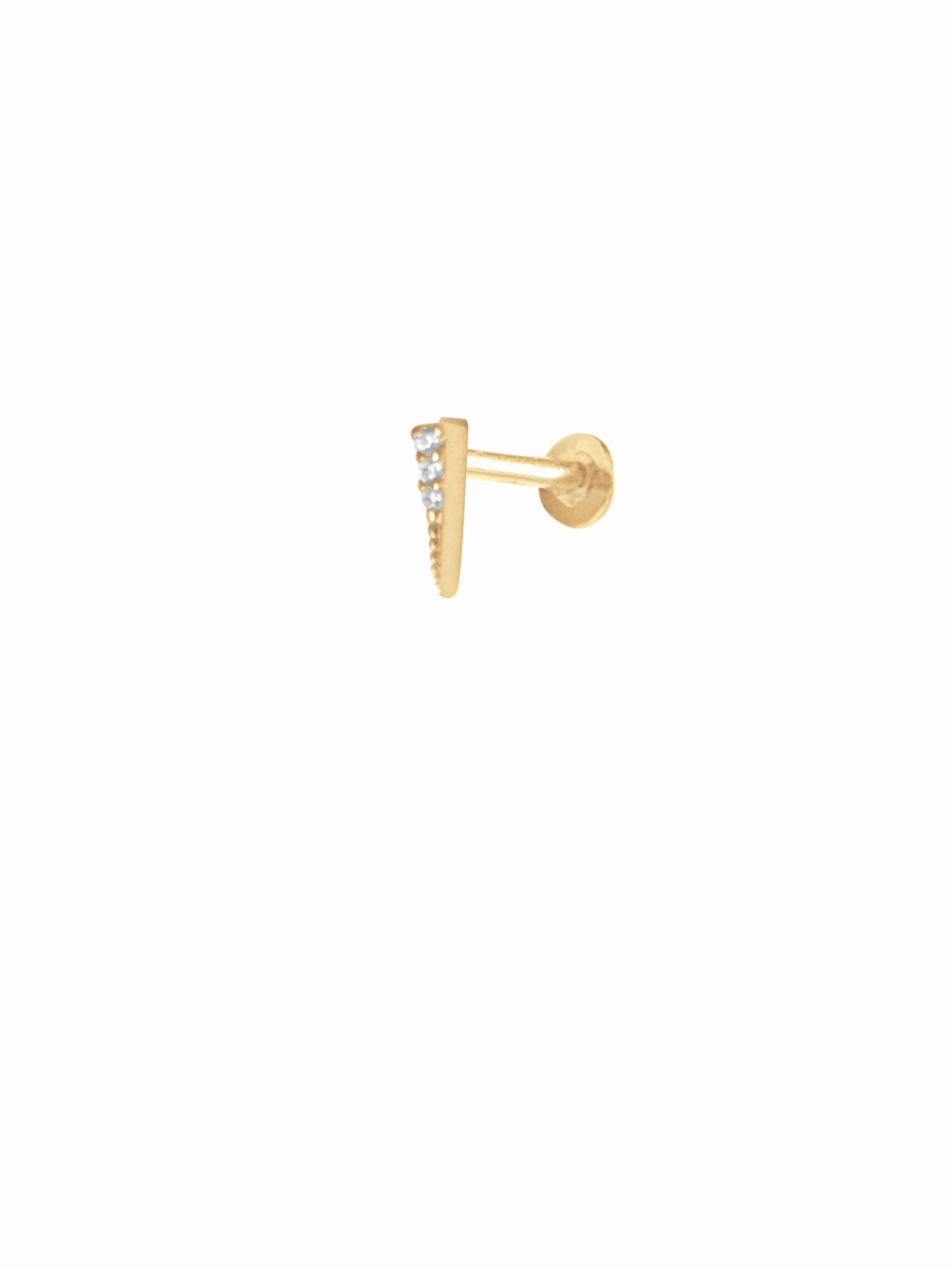 Refined Must-Have Sparkling Design 14K Gold Push Flat Back Diamond spike Earring