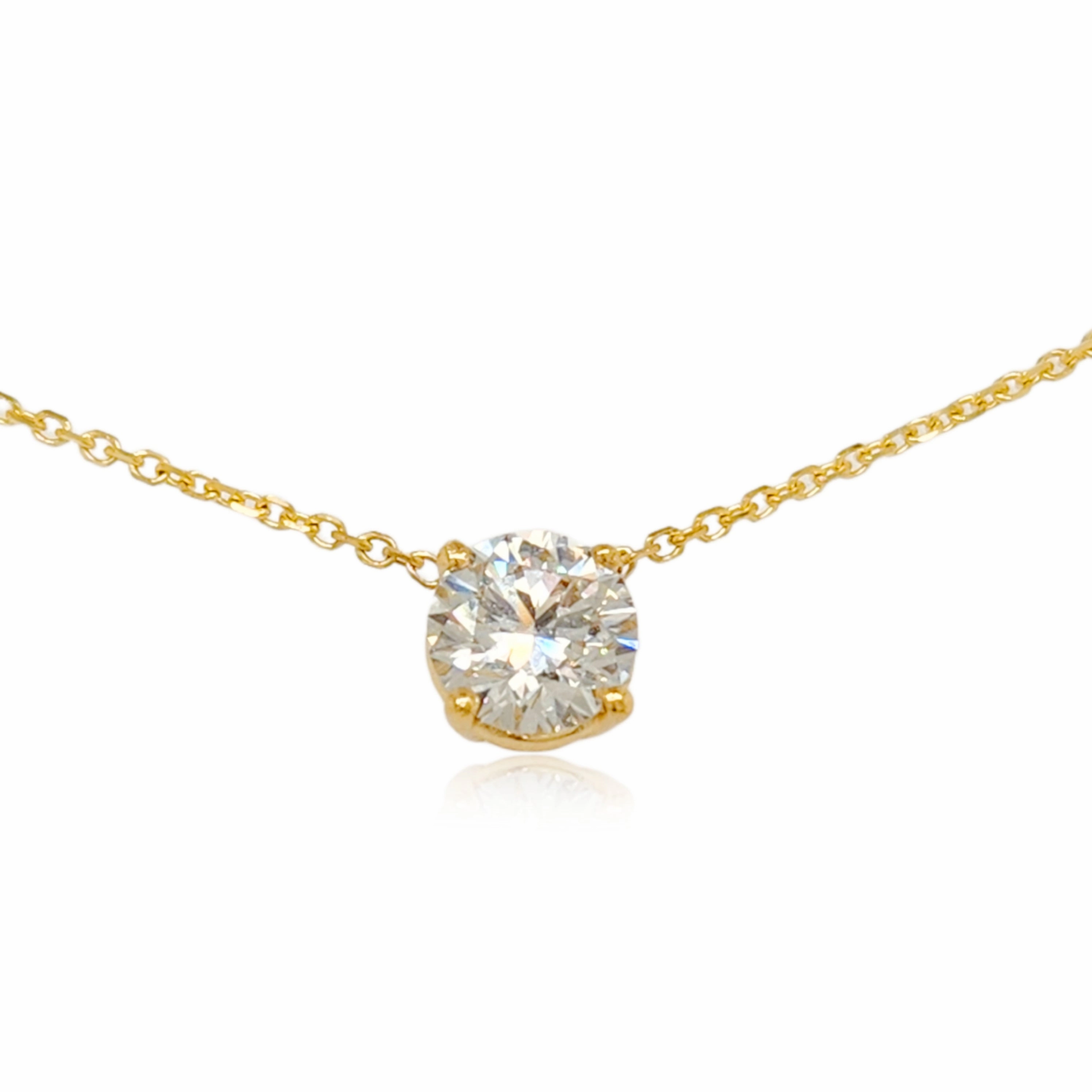 14k Gold Top Quality 1ct. Lab Grown Diamond Solitaire Necklace Pure Accent Unique Creation