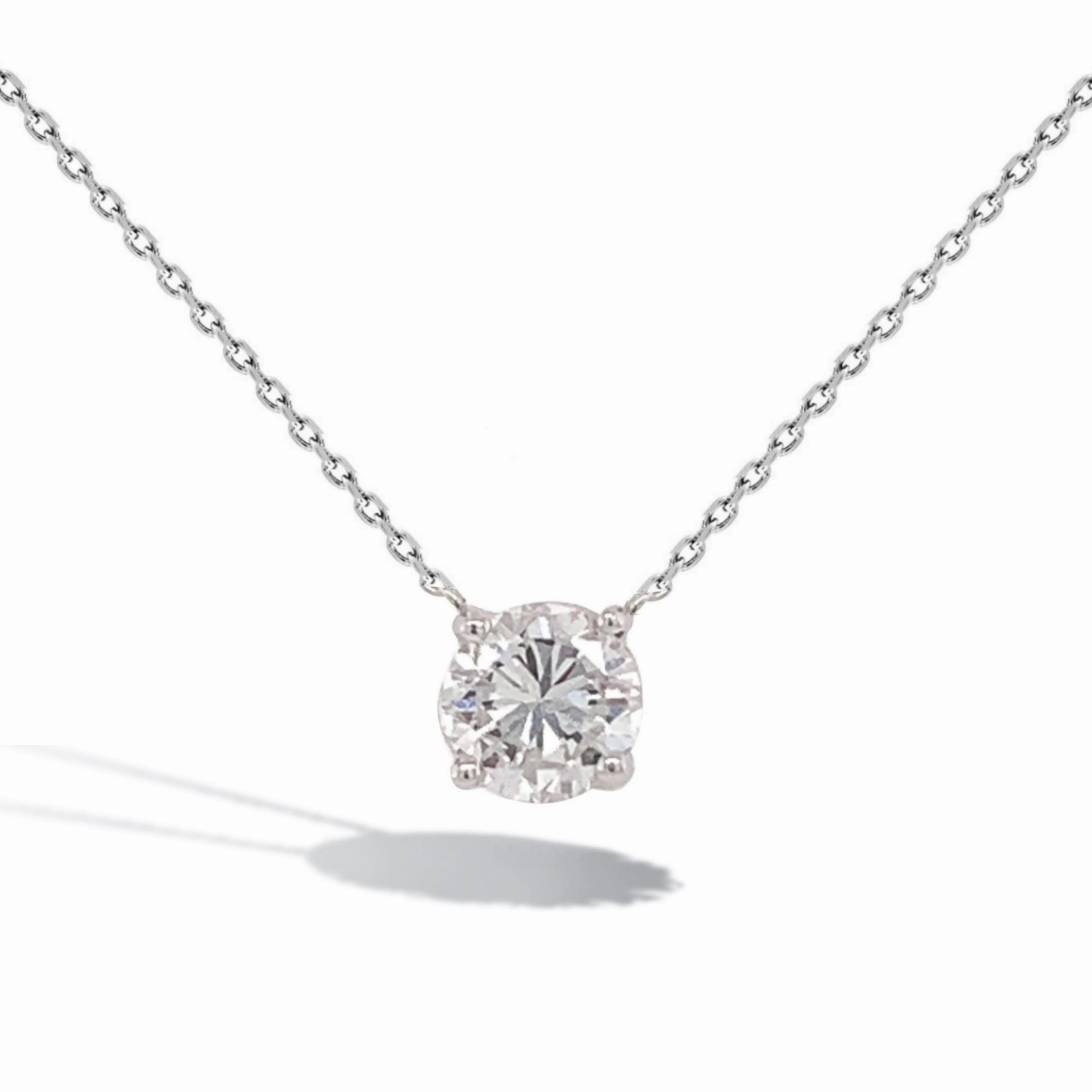 14k Gold Top Quality 1ct. Lab Grown Diamond Solitaire Necklace Distinctive Jewelry Pieces Glam Edge