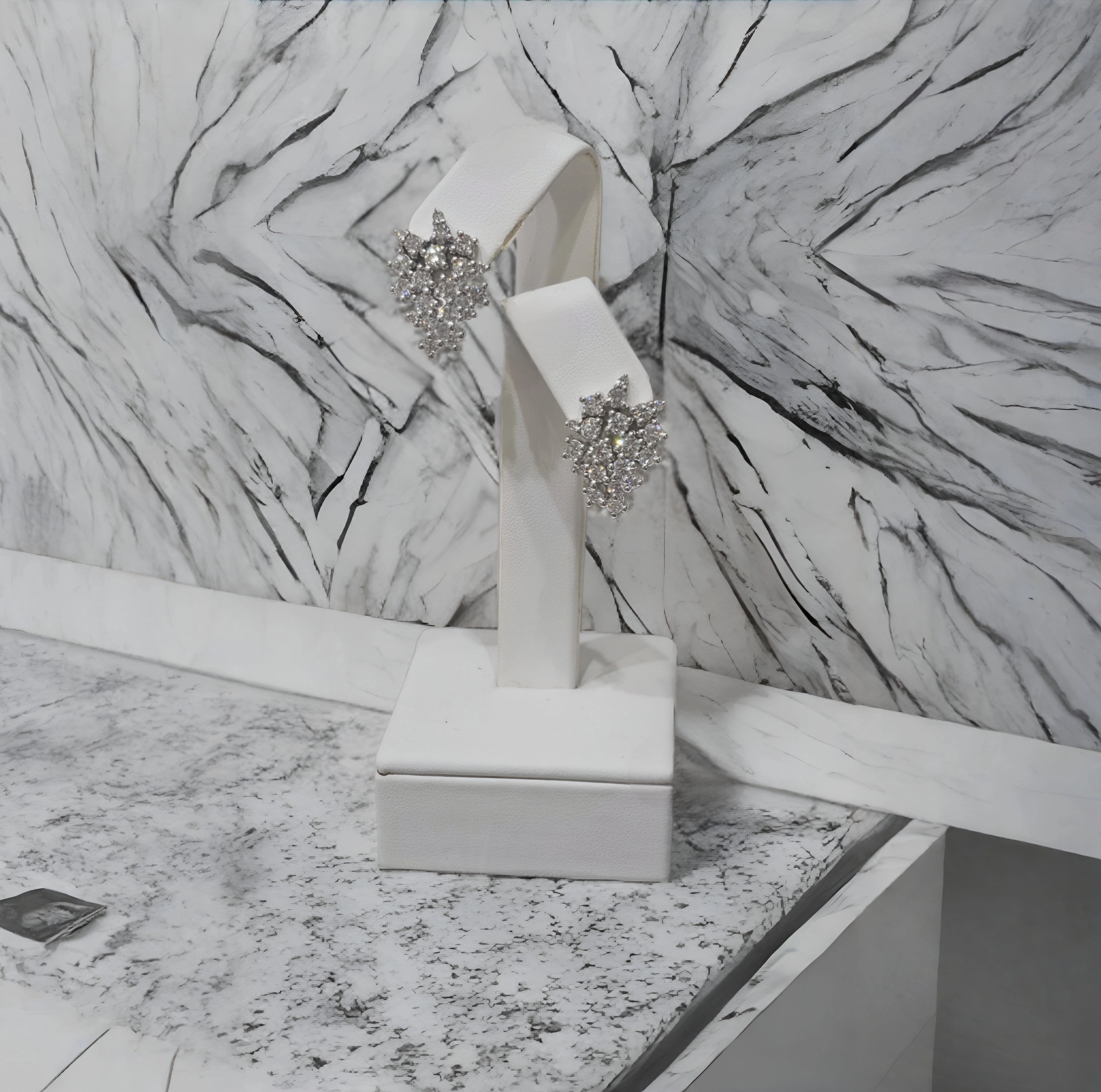 Sparkling Edge Exquisite finish 14K Lab Grown Diamond 40 Stone Cluster Earrings