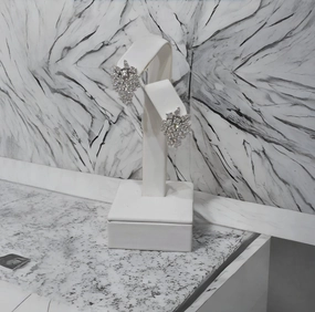 Sparkling Edge Exquisite finish 14K Lab Grown Diamond 40 Stone Cluster Earrings