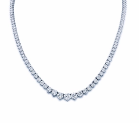 Dazzling Look 14K Three Prong Lab Grown Diamond Graduated Tennis Necklace