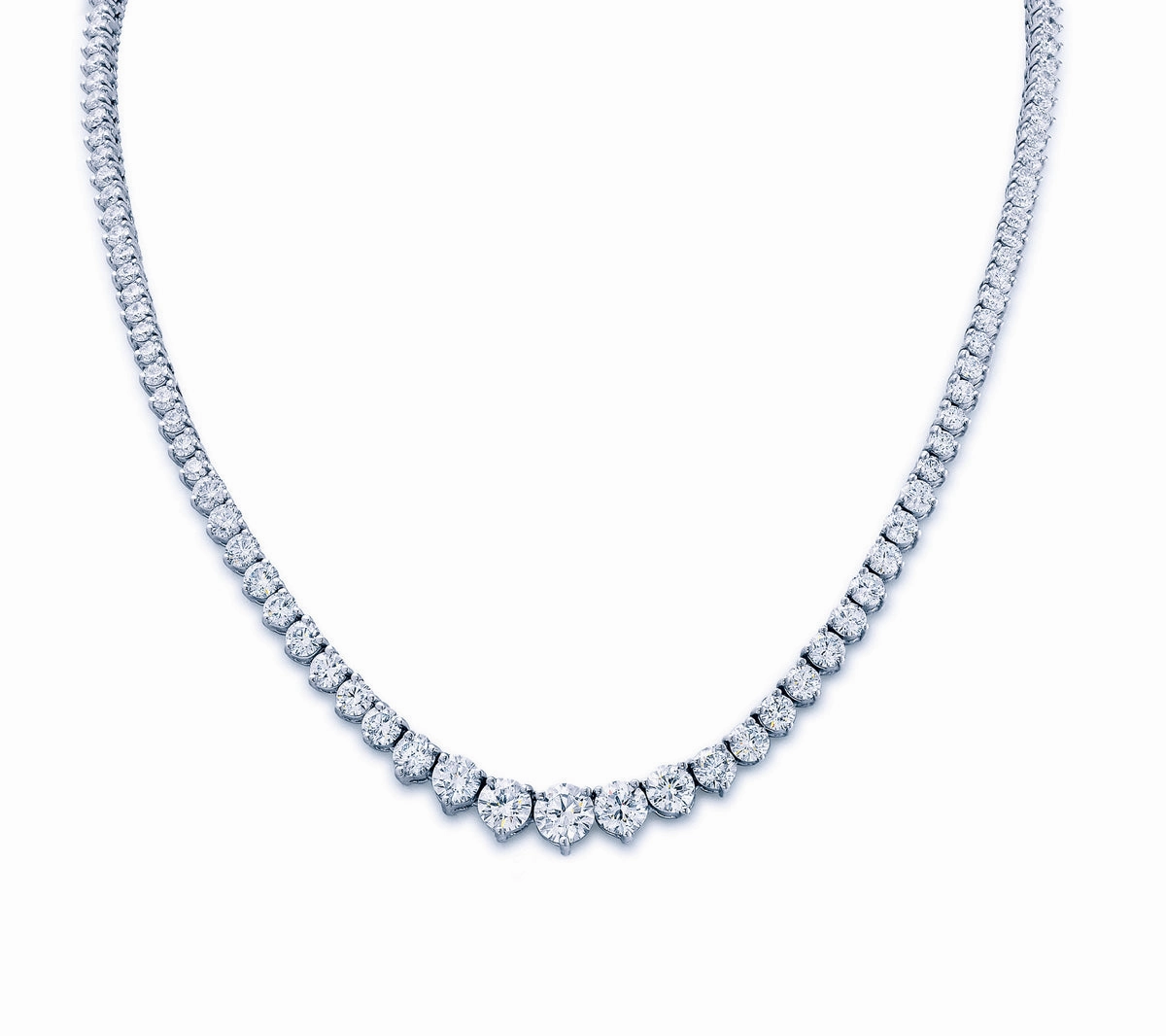 Dazzling Look 14K Three Prong Lab Grown Diamond Graduated Tennis Necklace