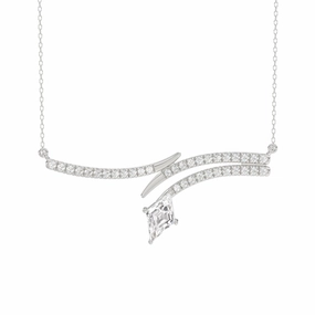 Layered Look 14K WHITE GOLD 1 1/4CT CT ROUND/LOZENGE DIAMOND LADIES NECKLACE