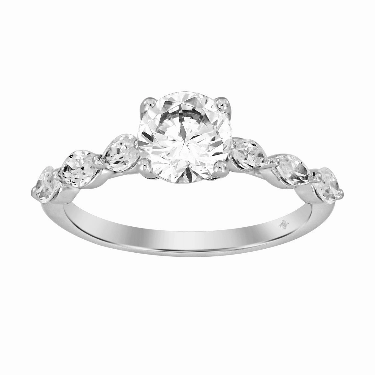 14K WHITE GOLD 1 3/4CT ROUND/MARQUISE DIAMOND LADIES RING Cultural Touch