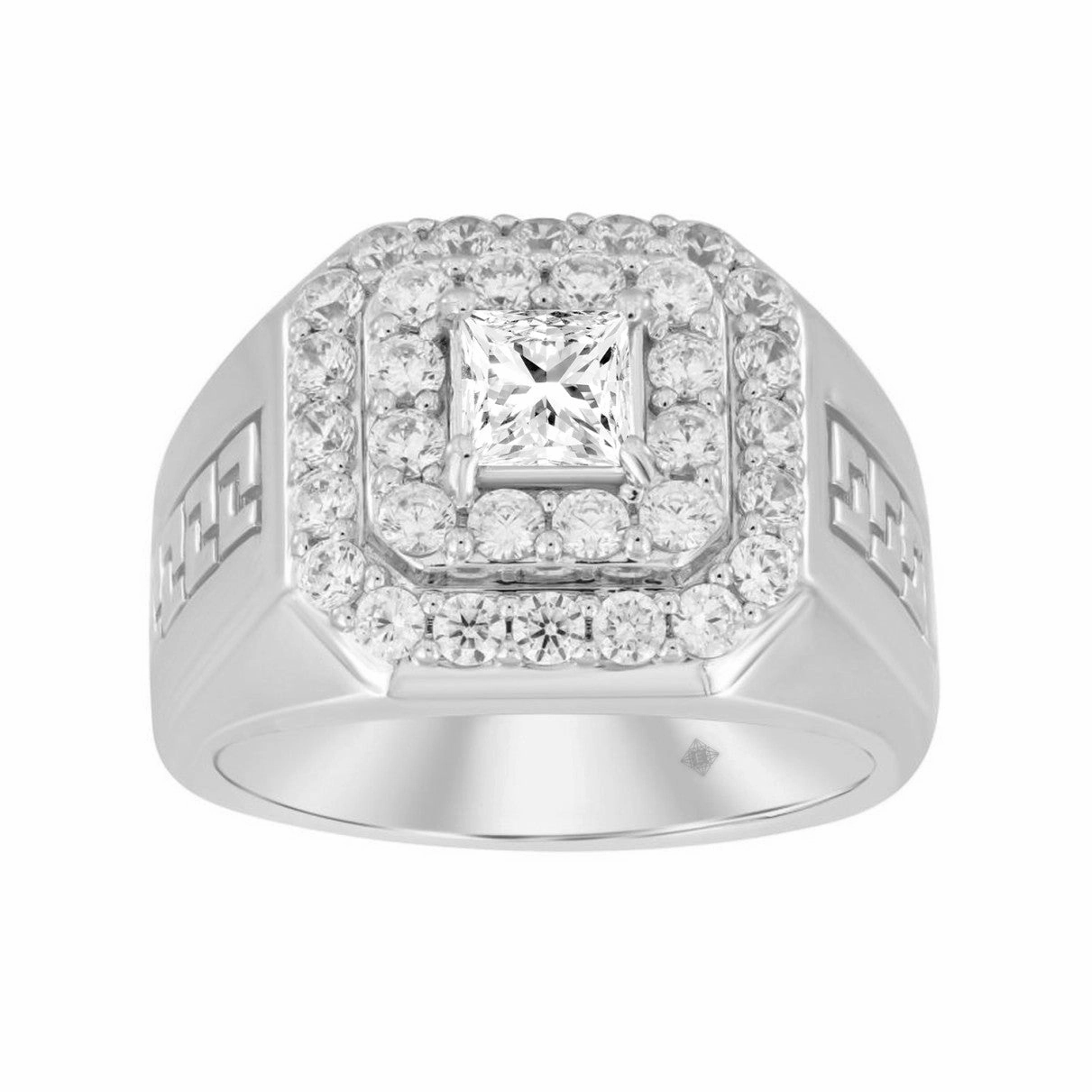 Precious Craft 14K WHITE GOLD 2 1/2CT ROUND/PRINCESS DIAMOND MENS RING