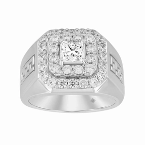 Precious Craft 14K WHITE GOLD 2 1/2CT ROUND/PRINCESS DIAMOND MENS RING