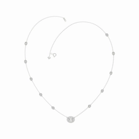 Fashion Glow Classic Charm 14K WHITE GOLD 2 1/4CT ROUND/OVAL DIAMOND LADIES NECKLACE