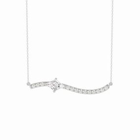 Highlight Feature Natural Elements 14K WHITE GOLD 3/4CT ROUND/LOZELGE DIAMOND LADIES NECKLACE