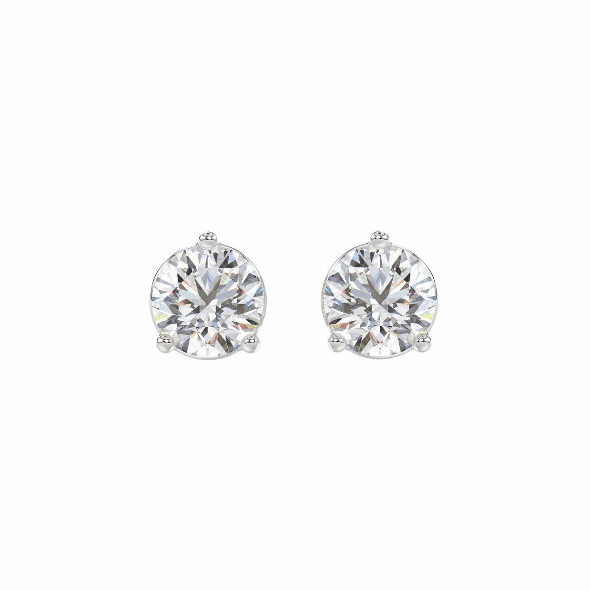Graceful Twist 14K WHITE GOLD 3CT ROUND DIAMOND LADIES SOLITAIRE EARRINGS (CENTER STONE  ROUND DIAMOND 1 1/2CT)