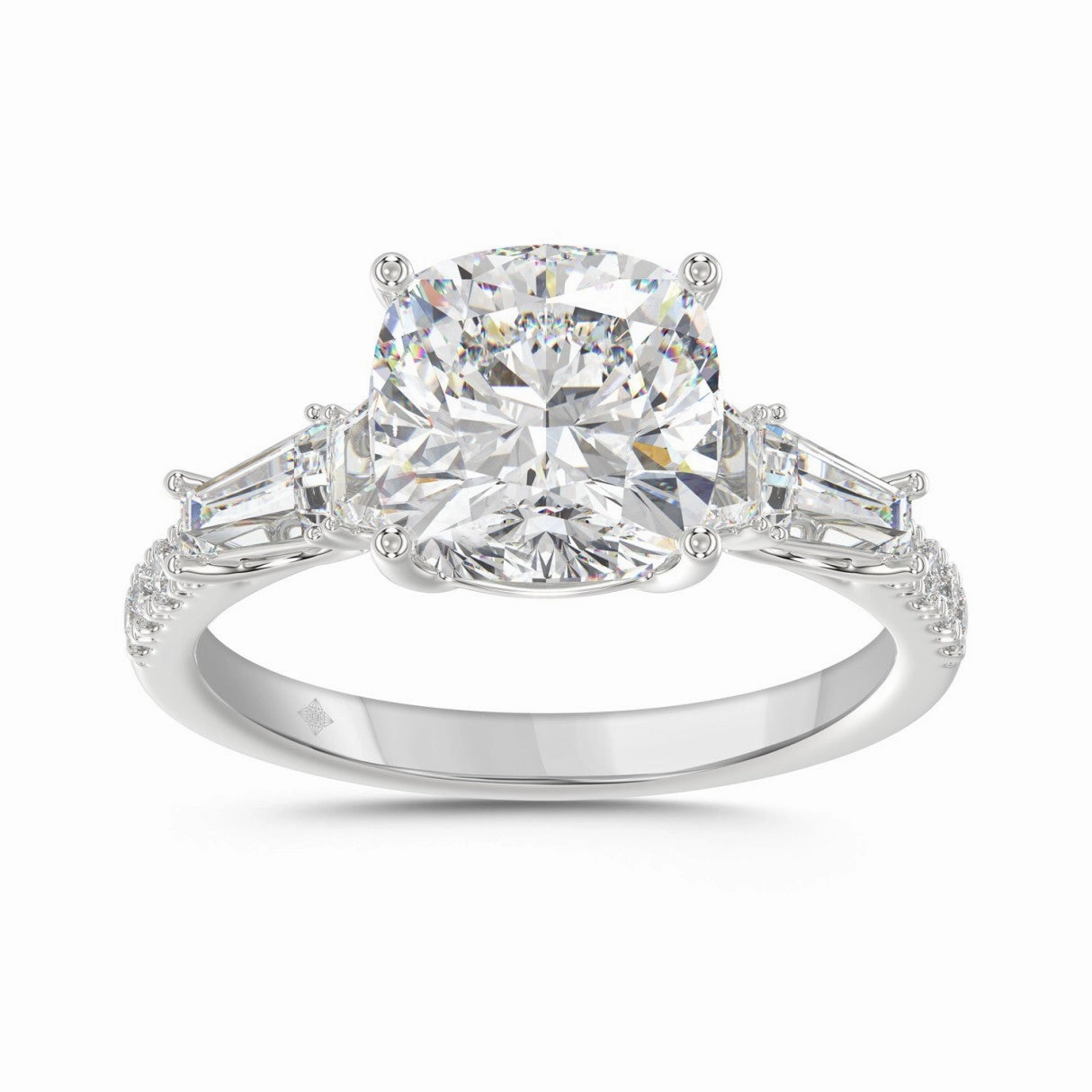 Autumn Glow 14K WHITE GOLD 4.00CT ROUND/CUSHION/TRAPEZOID/TAPER BAGUETTE DIAMOND LADIES RING