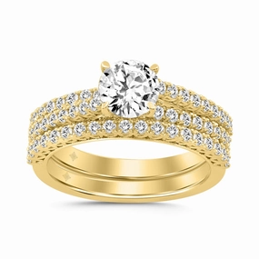 14K YELLOW GOLD 1 3/4CT ROUND DIAMOND BRIDAL SET (CENTER STONE ROUND DIAMOND 1CT) Charming Style