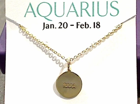 16" - 18" Gold Plated Sterling Aquarius Zodiac Necklace Luxury Line