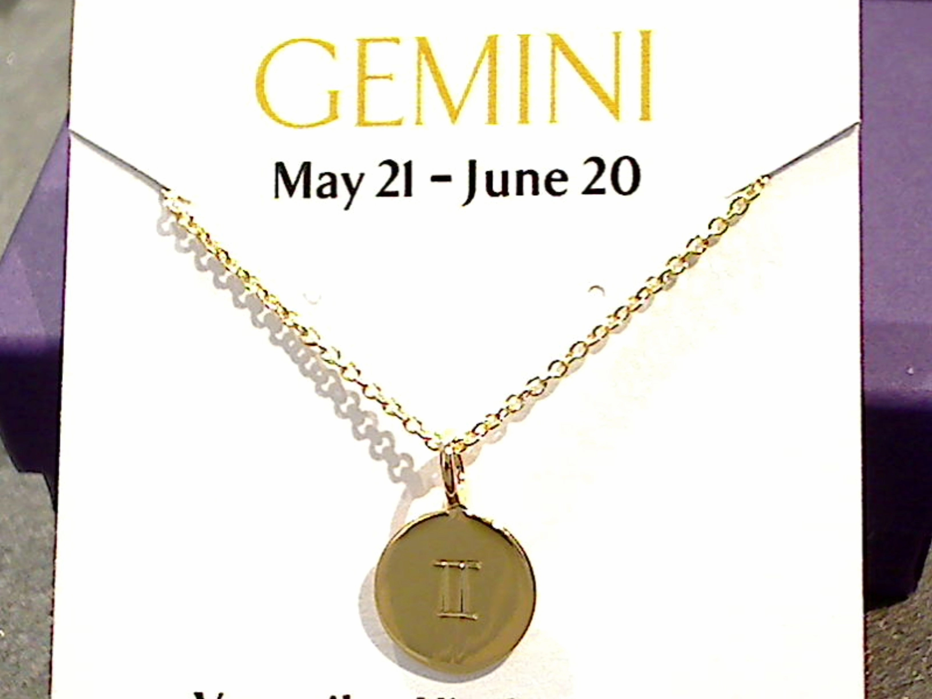 Quiet Luxury Evening Accessories 16" - 18" Gold Plated Sterling Gemini Zodiac Necklace