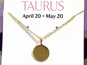 16" - 18" Gold Plated Sterling Taurus Zodiac Necklace Dynamic Highlight Premium Detail