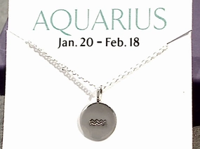 16" - 18" Sterling Silver Aquarius Zodiac Necklace Gift For Him