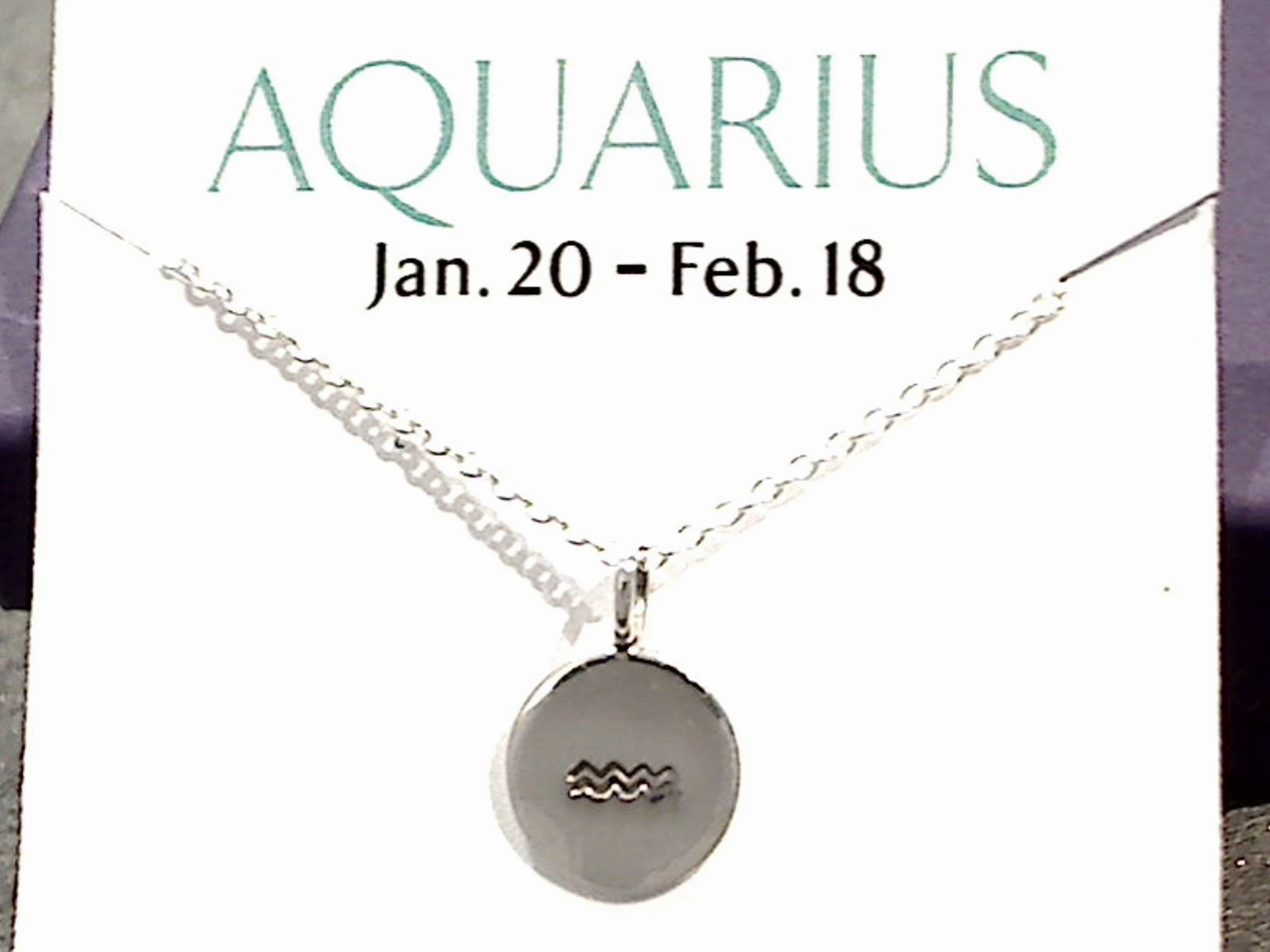 16" - 18" Sterling Silver Aquarius Zodiac Necklace Gift For Him