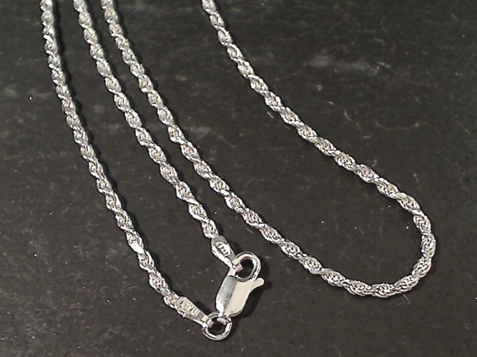 16" Med. Gauge 2mm Rope Chain, Sterling Gleaming Touch