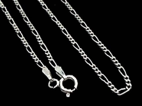 Finest Detail 16" Thin Gauge 1.5mm Figaro Chain, Sterling