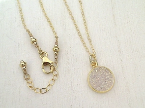18" - 19" Druzy Quartz, Gold Filled Necklace Party Design