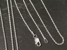 Charming Stones 18" Thin Gauge 1.25mm Rope Chain, Sterling