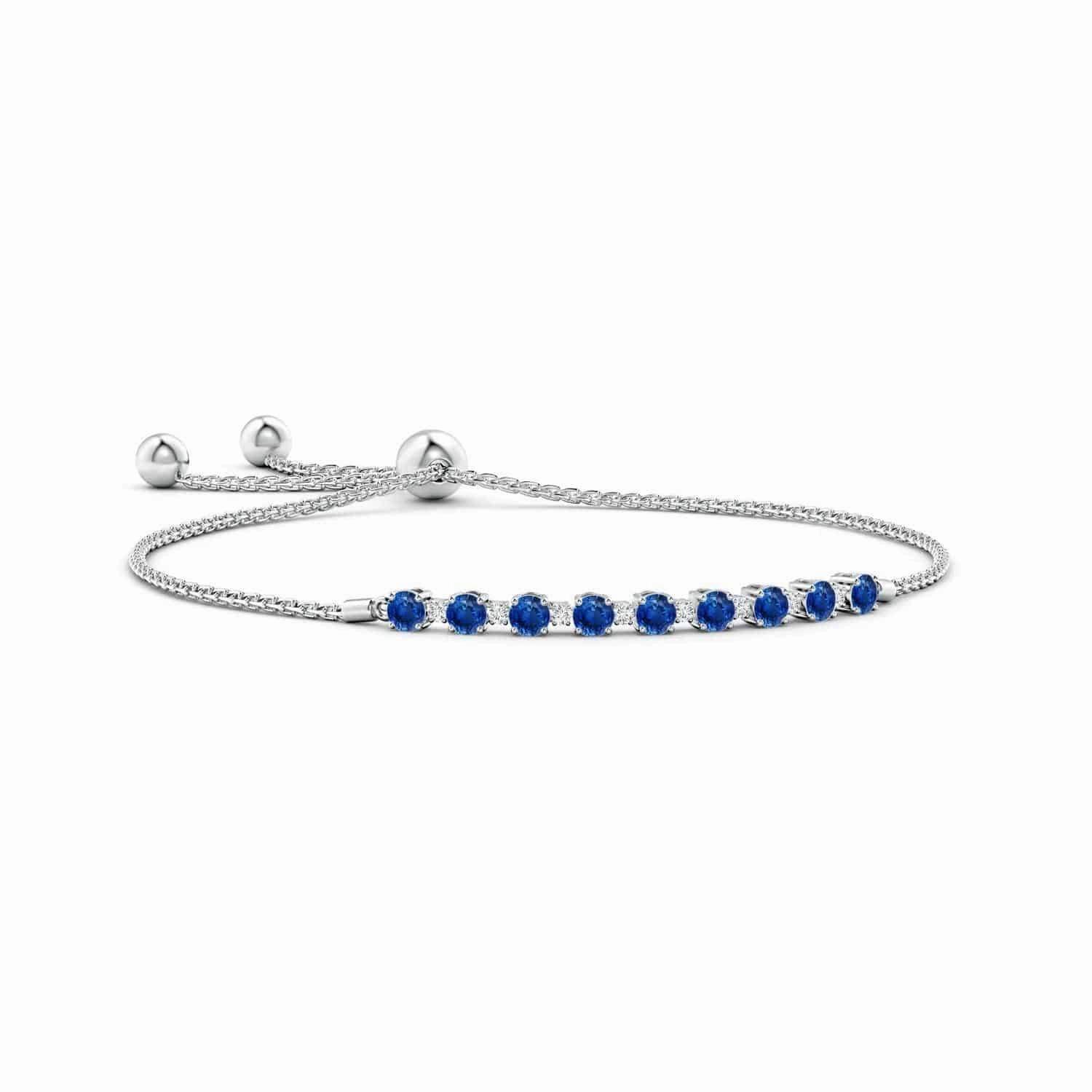1.37 CT. Blue Sapphire and White Sapphire Bolo Tennis Bracelet Sparkle Mood