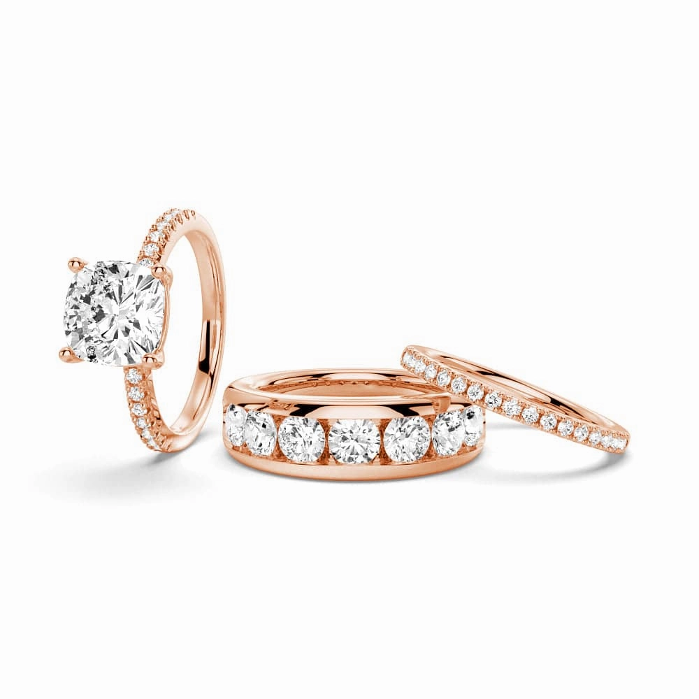 Daily Style daily accessory 1.5 CT. Cushion Shaped Moissanite Couple's Ring Set with Men's Wedding Band