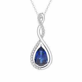 1.61 CT. Twisted Infinity Floating Blue Sapphire Drop Pendant Refined Shape Distinctive Detailing