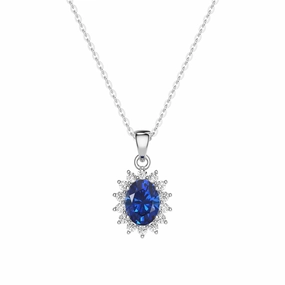 Stylish Choice Festival Outfit 1.64 CT. Floral Halo Oval Sapphire Pendant