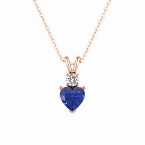 1.8 CT. Heart Blue Sapphire Solitaire Pendant with White Sapphire Glam Appeal