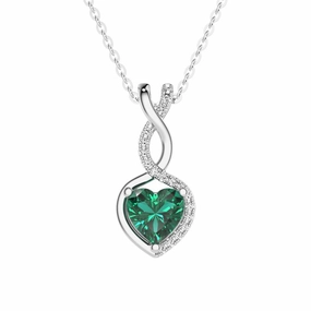 Fashion Statements 1 CT. Emerald Infinity Heart Pendant with Diamonds
