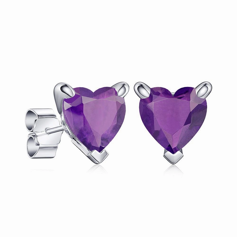 1 CT. Heart Shaped Birthstone Gemstone Stud Earrings Distinctive Accent Instant Shine