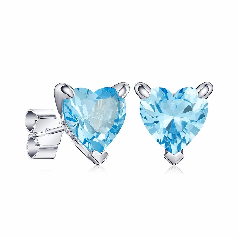 Refined Fashion 1 CT. Heart Shaped Birthstone Gemstone Stud Earrings