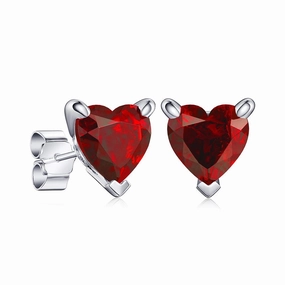 Layered Fit 1 CT. Heart Shaped Birthstone Gemstone Stud Earrings