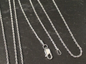 20" Thin Gauge 1.25mm Rope Chain, Sterling Modern Accent Sculpted Edge