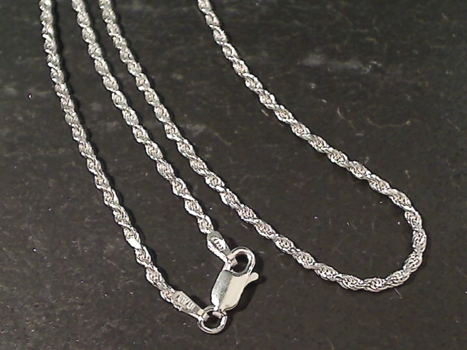 24" Med. Gauge 2mm Rope Chain, Sterling Date Ready Lustrous Sparkle