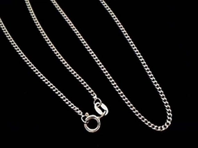 24" Medium Gauge Sterling Silver Curb Link Chain Gloss Touch