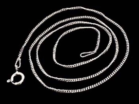 24" Thin Gauge Curb Link Chain, Sterling Bright Accent