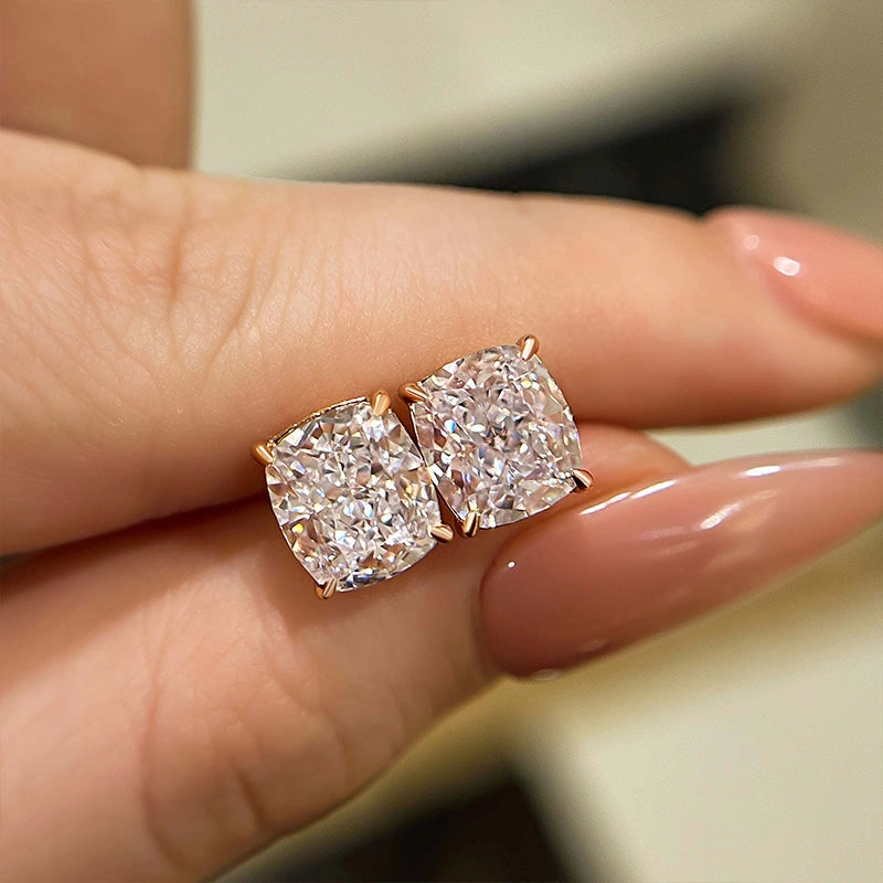 Simple Creation 2.0Ct Classic Cushion Cut Women's Stud Earrings In Sterling Silver